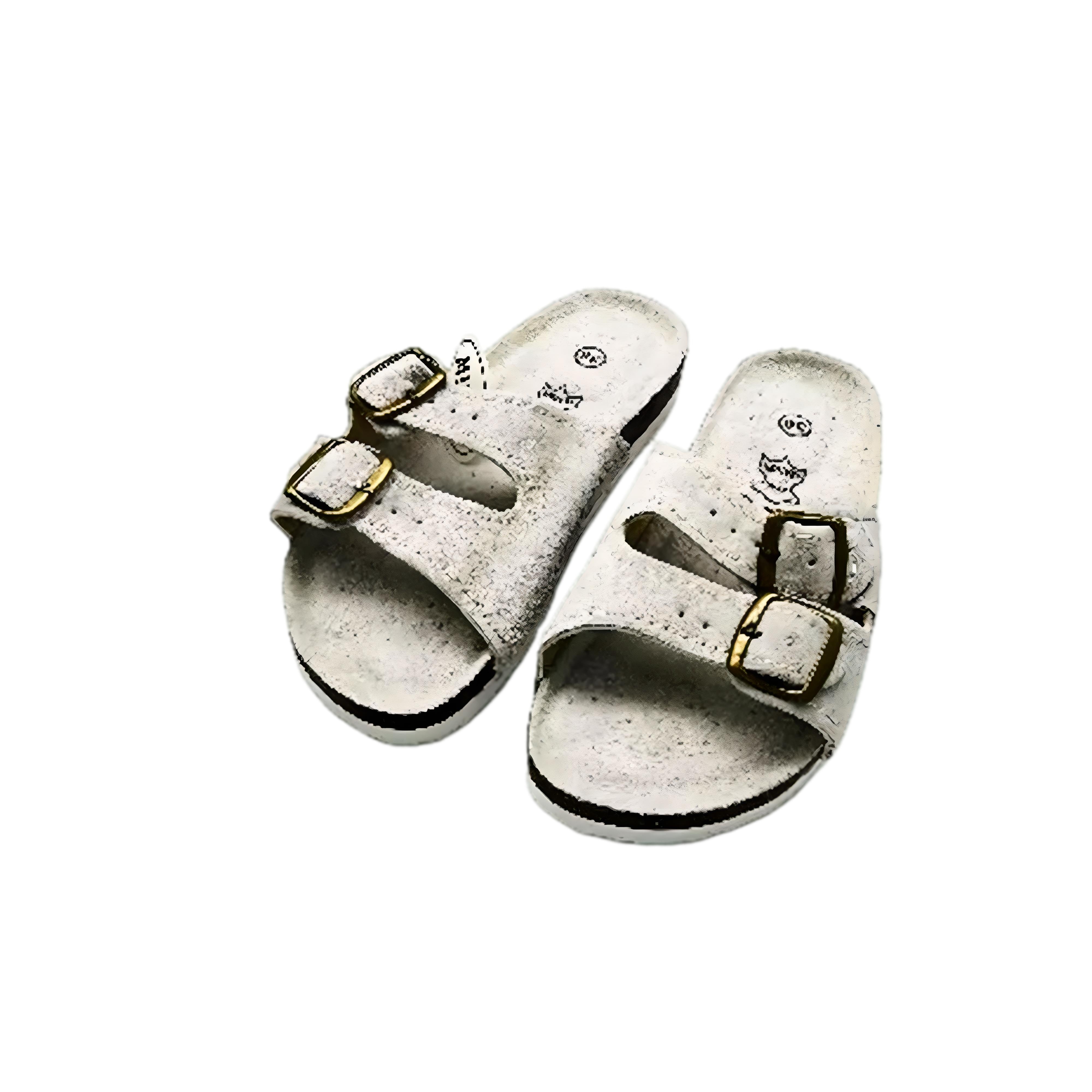 Ladies summer bio sandals slip on with double buckle in grey